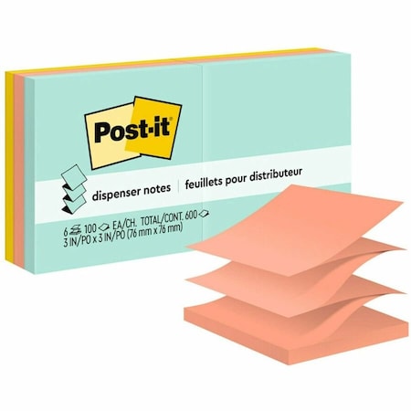Post-It Note, Pop Up 3"x3", Ast, PK6 R330AP