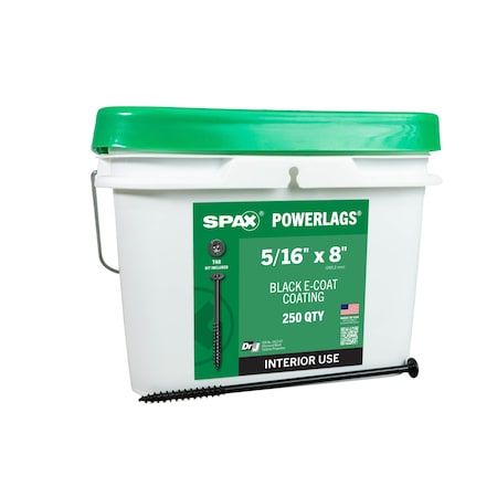 Spax 5/16 in x 8 in Interior Structural Wood Lag Screws Powerlags Pancake Head T-Star Bulk Pail, 250PK 3601770802000