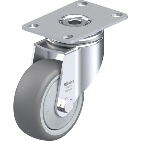 Blickle Swivel Plate Caster, TPR, 3-1/8", 220 lb., Caster Load Rating Range: Light-Duty LKPA-TPA 80KF-12