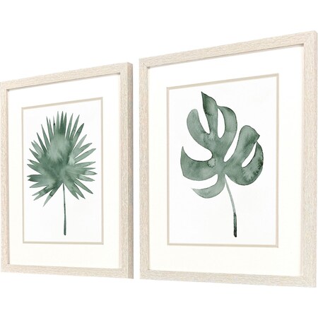 Homeroots Set Of Two Plant Press Distressed White Framed Wall Art, 2PK 649308