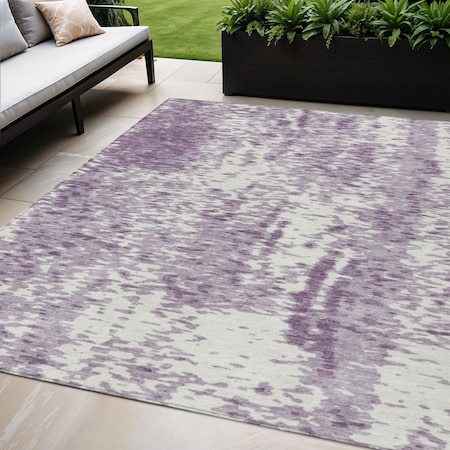 Homeroots 5' X 8' Lavender And Ivory Abstract Washable Indoor Outdoor Area Rug 612954