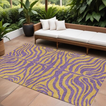 Homeroots 10' X 14' Purple And Copper Animal Print Washable Indoor Outdoor Area Rug 600707