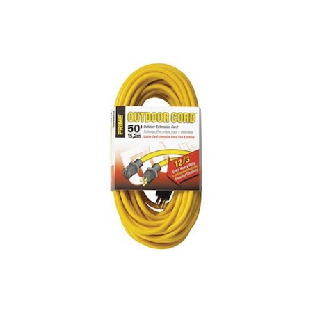 Prime JOBSITE OUTDOOR EXTENSION CORD, 15 A 125 VAC 1875 W, SJTW, 50 FT L CORD, 3 EC500830