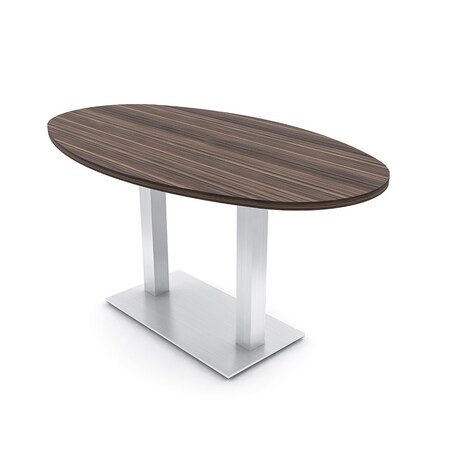 Skutchi Designs Boval Conference Table With Power Unit, 36 in W, 60 in L, Brown HAR-BOVL-36X60-DOU-H3041-NA