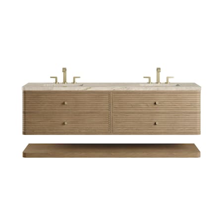 James Martin Vanities Allamari 72" Double Vanity, Dune Mist w/ 3 CM Tajnar Eclos Top w/FreePower Wireless Charger D640-V72-DMS-FTJR