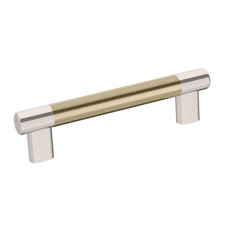 Amerock Esquire 5-1/16 in 128 mm Center-to-Center Polished Nickel/Golden Champagne Cabinet Pull BP36558PNBBZ