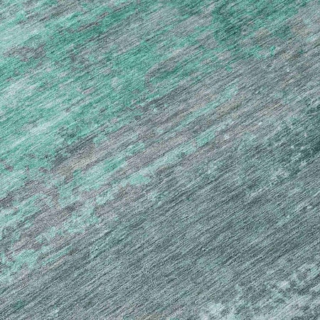 Homeroots 3' X 5' Teal Blue Gray And Pale Aqua Abstract Washable Indoor Outdoor Area Rug 630855