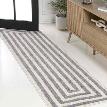 Jonathan Y Bandol Modern Classic Mitre Stripe Gray/Ivory 2 ft. x 8 ft. Runner Rug MOH211E-28