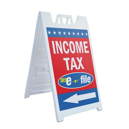 Signmission Income Tax E-file With Arrow, A-Frame & 2 Decals Installed, Heavy-Duty Plastic Frame SBHD-D-2436-Income Tax E-file With Arrow