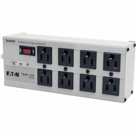 Tripp Lite Outlet Strip, Surge, 5-15R, 5-15P, 12 ft., Black/Light Gray ISOBAR8ULTRA