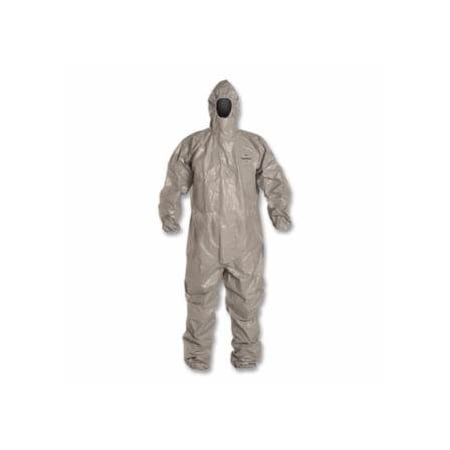 Dupont Tychem 6000 Coveralls, TF145T, Taped Seams, Attached Socks, Gray, Small, Standard, 6PK 251-TF145T-SM