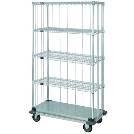 Quantum Storage Systems WIRE 3 SIDED 4 WIRE 1 SOLID SHELF DOLLY CART 63in MD1860CG46RE-5