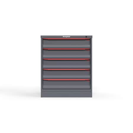 Strong Hold 5 drawer cabinet - (5x 5ft) - Red accents - Keyed Different S3036-PPDAS-0502DS