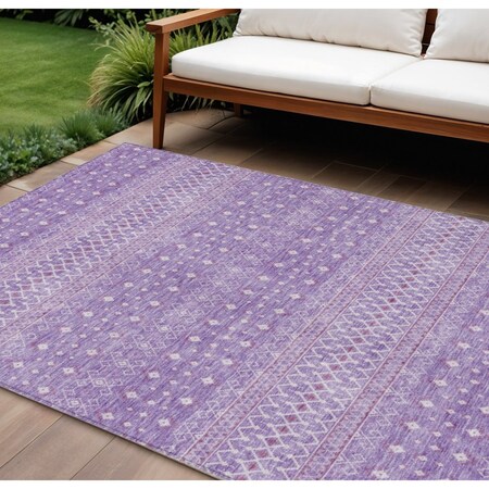 Homeroots 10' X 14' Lavender And Purple Tribal Washable Indoor Outdoor Area Rug 582631