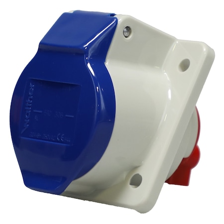 Walther-Werke Pin and Sleeve Receptacle, 20A, 230/250, 1 Phase, 2 Pole, Screw Terminals Wire Connection Type Blue 510306