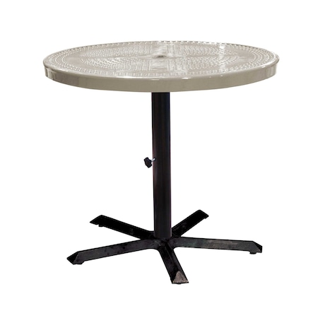 Leisure Craft 36" Round Perforated Pedestal Table, Portable, 30"H, Beige 36TAB30-BEIGE