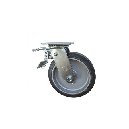 Service Caster 8 Inch Rubber on Aluminum Caster with Roller Bearing and Total Lock Brake SCC SCC-TTL30S820-RAR