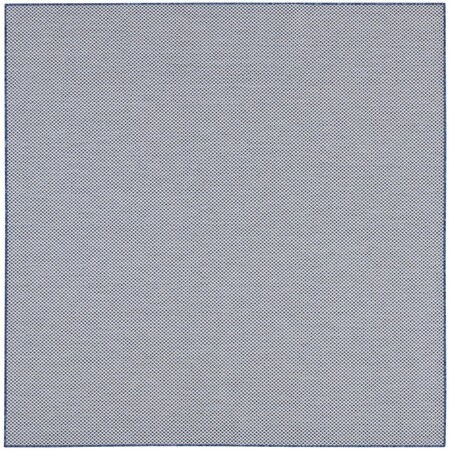 Homeroots 6' Ivory And Blue Square Geometric Indoor Outdoor Area Rug 552356