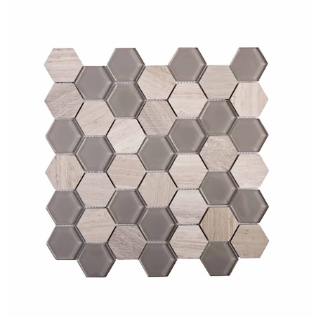 Apollo Tile Wooden Gray 12x12 Glass Marble Polished Floor and Wall Mosaic Tile 4.92 sqft/case, 5PK APLBL8803WGA
