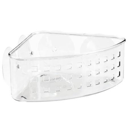 Idesign Corner Basket, 6 lb Capacity, 10.2 in OAW, 4.3 in OAD, 5.2 in OAH, Plastic, Clear 41900