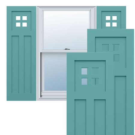 Ekena Millwork True Fit PVC San Antonio Mission Style Fixed Mount Shutters, Pure Turquoise, 18W x 72H, PR TFP001ST18X072PT
