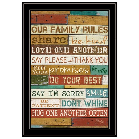 Homeroots Our Family Rules 7 Black Framed Print Wall Art 405235