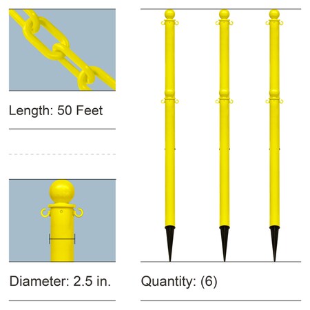 Mr. Chain Yellow Medium Duty Ground Poles and Chain Kit 70402-6