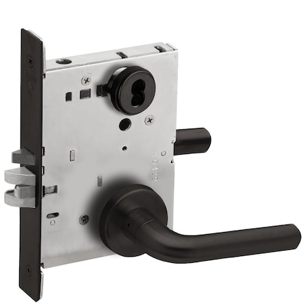 Schlage Grade 1 Entrance Office Mortise Lock, SFIC Prep Less Core, 02 Lever, A Rose, Flat Black Coated Fini L9050B 02A 622