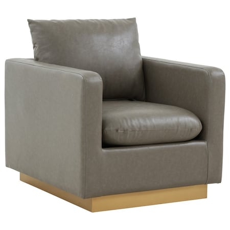 Leisuremod Nervo Velvet Accent Armchair with Gold Frame, Light Grey NS32LGR