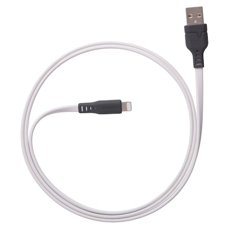 Ventev Flat Usb A To Apple Lightning High Speed Tangle-free Cable 3ft, White FC3-WHTBX-266511