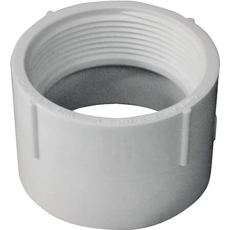 Canplas Pipe Adapter, 2 in, FNPT x Hub, PVC, White 192892