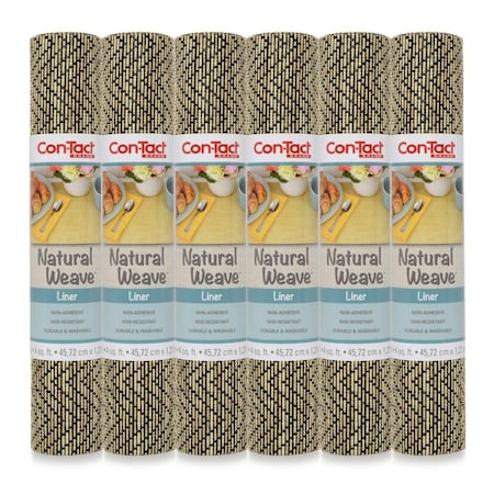 Con-Tact Brand Natural Weave Non-Adhesive Contact Shelf and Drawer Liner, 12' x 4', Zig Zag Black/Ivory, 6 Rolls 04F-CWV58-06EC