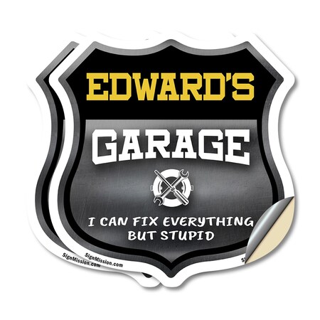 Signmission Edward's Garage I Can Fix Everything But Stupid, 4 inch X 4 inch, Vinyl Decal, 2PK SHI-D-2PACK-4-490-EDWARD