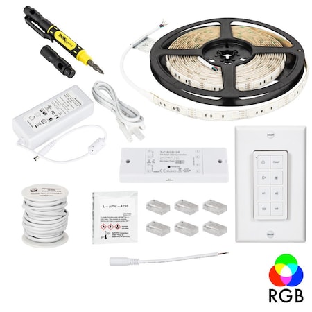 Task Lighting 16 Ft. 130 Lumens/Ft. 12V, Accent Output Multi-Color Rgb Wireless Controller Tape Light Kit L-RGBK1Z1A-16