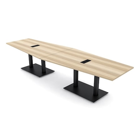 Skutchi Designs Hexagon Conference Table With Power, 48 in W, 120 in L, Brown HAR-HEX.IR-48X120-DOU.BK-K525-EBLK