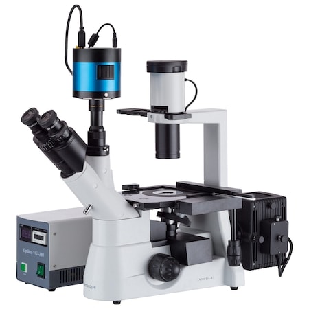 Amscope IN300 Inverted Epi-fluorescence Trinocular Compound Microscope 40X-800X w/6MP Cooled Color CCD Came IN300TB-FL-MF603