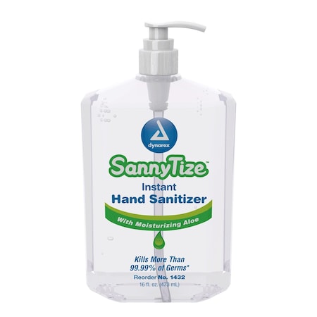 Dynarex SannyTize Instant Hand Sanitizer, 16 oz Square Pump, 12PK 1432