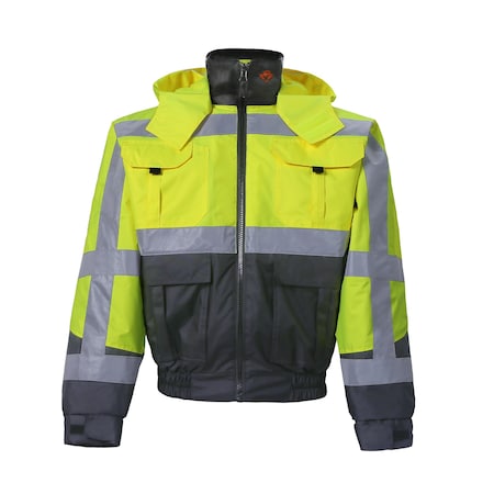 2W International Hi-Vis Jacket, 100% Polyester Oxford with PU coating., Class 3 Lime, XL 352C-3 XL