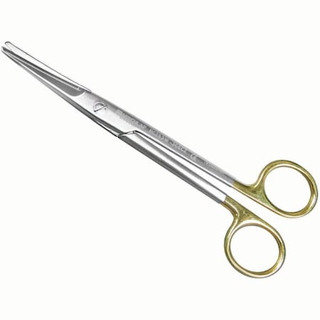 Jorgensen Laboratories 6 3/4", Aesculap Mayo Scissors, Carbide Inserts, Gold-Plated Finger Ring, Straight, Serrated J0663
