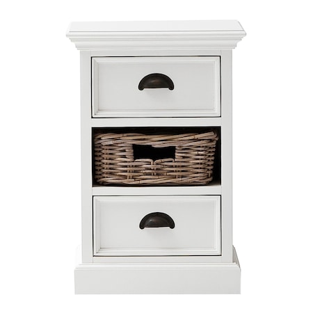 Homeroots 24" White Solid Wood Two Drawer Nightstand 397615