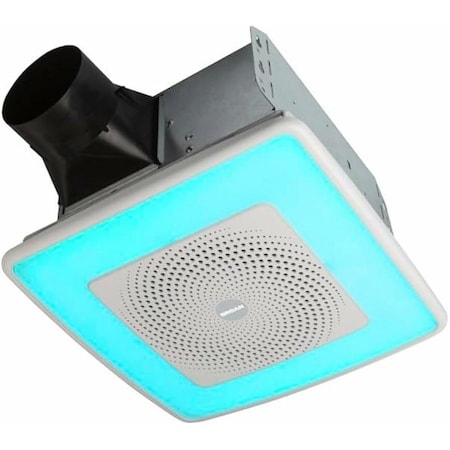 Nutone ChromaComfort Exhaust Fan With Speaker, 0.4 A, 120 V, 110 cfm Air, 1.5 sones, LED Lamp, White SPK110RGBL
