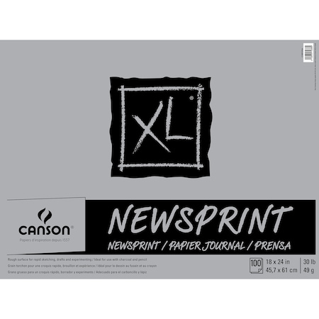 Canson XL Series Newsprint Pad, Foldover Binding, 100 Sheet, 18x24 inch C100510966