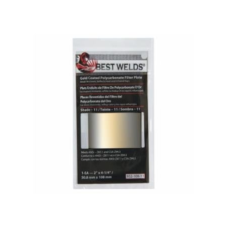Best Welds Gold Coated Filter Plate, Gold/11, 2 in x 4.25 in, Polycarbonate 901-932-109-11