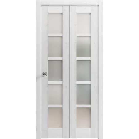 Sartodoors Sliding Closet Bi-fold Doors White Solid Core Modern Interior QUADRO4002BF-NOR-48 x 96 (2* 24x96)