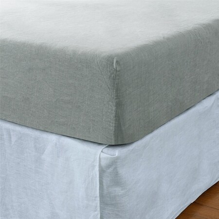 Homeroots Blue Linen Twin Fitted Sheet 520781