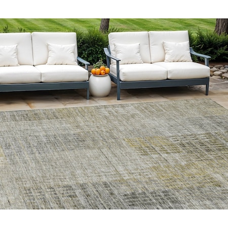 Homeroots 8' X 10' Taupe Beige And Brown Abstract Washable Indoor Outdoor Area Rug 588441