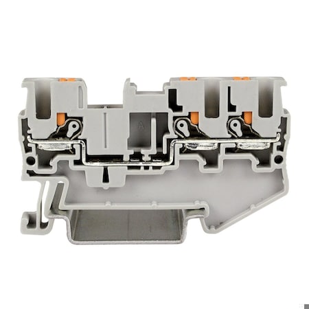 Automation Systems Interconnect 3-Wire Push-In Terminal Block, DIN Rail Mount, 5.2mm, UL, 26-12 AWG, 20A, 600V ASI421463