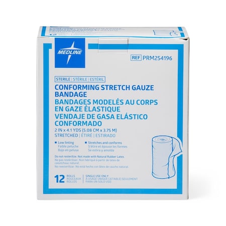 Medline Sterile Conforming Gauze Bandage, 2in x 4.1 yd., 12PK PRM254196Z