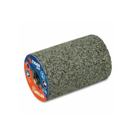 Weiler Tiger Grinding Plug, 2 in dia x 3 in Thick x 5/8 in-11 Arbor, 20 Grit, Zirconia Alumina, Type 18, 12PK 804-68324