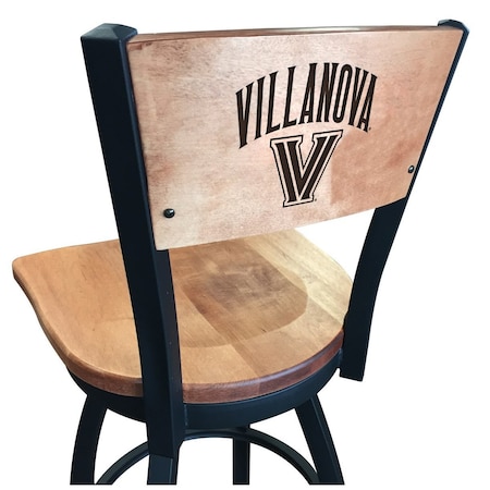 Holland Bar Stool Co 25" Blk Wrinkle Villanova Swivel Bar Stool, Laser Engraved Back L03825BWMedMplAVilnvaMedMpl